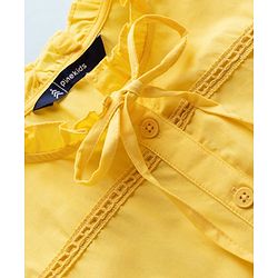 Pine Kids 100% Cotton Woven Half Sleeves Top With Embroidery Detailing - Yellow