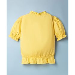 Pine Kids 100% Cotton Woven Half Sleeves Top With Embroidery Detailing - Yellow