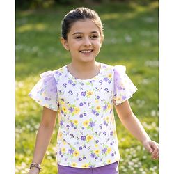 Pine Kids Cotton Knit Sleeveless Floral Printed Top - Multicolour