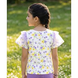 Pine Kids Cotton Knit Sleeveless Floral Printed Top - Multicolour