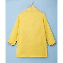Pine Kids Woven Full Sleeves Kurta Pajama with Embroidery - Yellow