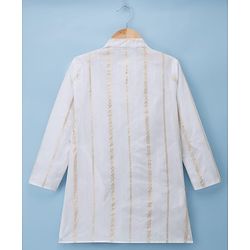 Pine Kids Woven Full Sleeves Kurta Pajama Set with Embroidery - White