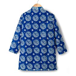 Pine Kids Woven Full Sleeves Printed Kurta Pajama Set - Blue