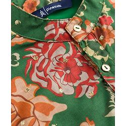 Pine Kids Woven Full Sleeves Floral Printed Kurta Pajama Set - Blue