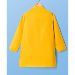 Pine Kids Woven Full Sleeves Solid Kurta Pyjama Set - Mustard