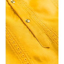 Pine Kids Woven Full Sleeves Solid Kurta Pyjama Set - Mustard