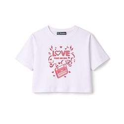 Pine Kids Cotton Knit Half Sleeves Top & Shorts Set with Text Print - White & Red