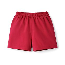 Pine Kids Cotton Knit Half Sleeves Top & Shorts Set with Text Print - White & Red
