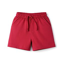 Pine Kids Cotton Knit Half Sleeves Top & Shorts Set with Text Print - White & Red