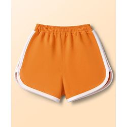 Pine Kids Cotton Knit Half Sleeves Text Printed Top & Shorts Set - White & Orange
