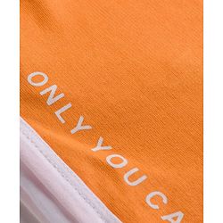 Pine Kids Cotton Knit Half Sleeves Text Printed Top & Shorts Set - White & Orange