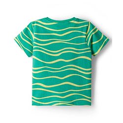 Pine Kids Cotton Knit Half Sleeves Printed T-Shirt & Shorts Co-ord Night Suit - Green