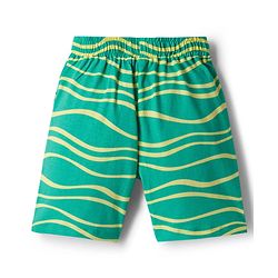 Pine Kids Cotton Knit Half Sleeves Printed T-Shirt & Shorts Co-ord Night Suit - Green