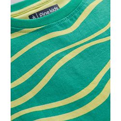 Pine Kids Cotton Knit Half Sleeves Printed T-Shirt & Shorts Co-ord Night Suit - Green