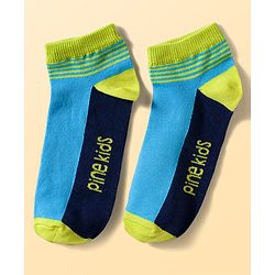Pine Kids Cotton Knit Ankle Length Socks With Stripes & Text Design Pack Of 3 ( Colour May Vary )