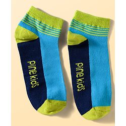 Pine Kids Cotton Knit Ankle Length Socks With Stripes & Text Design Pack Of 3 ( Colour May Vary )