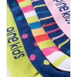 Pine Kids Cotton Knit Ankle Length Socks With Stripes & Polka Dots Print Pack of 5 ( Colour May Vary )