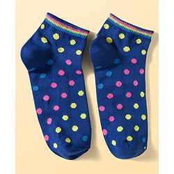 Pine Kids Cotton Knit Ankle Length Socks With Stripes & Polka Dots Print Pack of 5 ( Colour May Vary )