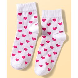 Pine Kids Cotton Knit Ankle Length Floral Butterfly & Hearts Printed Socks Pack Of 3 ( Colour May Vary )