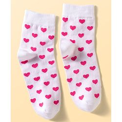 Pine Kids Cotton Knit Ankle Length Floral Butterfly & Hearts Printed Socks Pack Of 3 ( Colour May Vary )