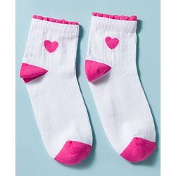 Pine Kids Cotton Knit Ankle Length Socks With Hearts Design Pack Of 3 ( Colour May Vary )