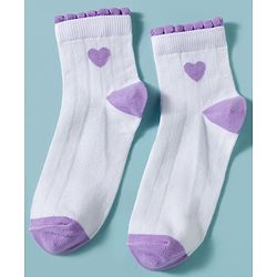 Pine Kids Cotton Knit Ankle Length Socks With Hearts Design Pack Of 3 ( Colour May Vary )