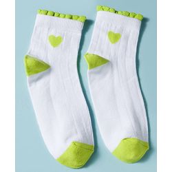 Pine Kids Cotton Knit Ankle Length Socks With Hearts Design Pack Of 3 ( Colour May Vary )