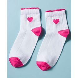 Pine Kids Cotton Knit Ankle Length Socks With Hearts Design Pack Of 3 ( Colour May Vary )