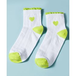 Pine Kids Cotton Knit Ankle Length Socks With Hearts Design Pack Of 3 ( Colour May Vary )
