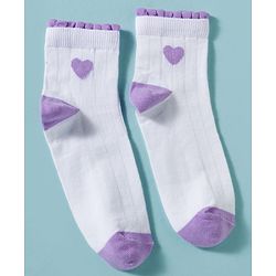 Pine Kids Cotton Knit Ankle Length Socks With Hearts Design Pack Of 3 ( Colour May Vary )