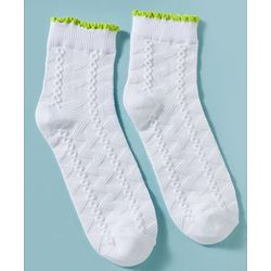 Pine Kids Cotton Knit Ankle Length Socks Embroidery Design Pack Of 3 ( Colour May Vary )