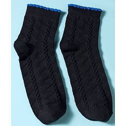 Pine Kids Cotton Knit Ankle Length Socks Embroidery Design Pack Of 3 ( Colour May Vary )