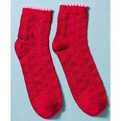 Pine Kids Cotton Knit Ankle Length Socks Embroidery Design Pack Of 3 ( Colour May Vary )