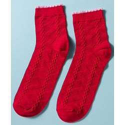 Pine Kids Cotton Knit Ankle Length Socks Embroidery Design Pack Of 3 ( Colour May Vary )
