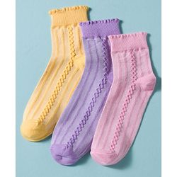 Pine Kids Cotton Knit Ankle Length Solid Colour Socks Pack Of 3 ( Colour May Vary )