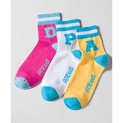Pine Kids Cotton Knit Ankle Length Socks With Text Design Pack Of 3 ( Colour May Vary )