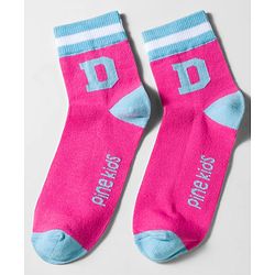Pine Kids Cotton Knit Ankle Length Socks With Text Design Pack Of 3 ( Colour May Vary )