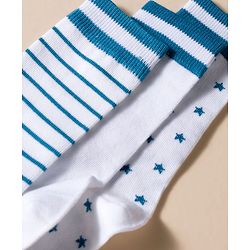 Pine Kids Cotton Knit Ankle Length Striped Socks With Star Design Pack Of 3 ( Colour May Vary )
