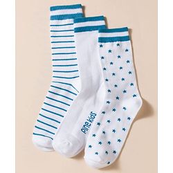 Pine Kids Cotton Knit Ankle Length Striped Socks With Star Design Pack Of 3 ( Colour May Vary )