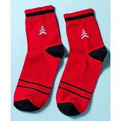Pine Kids Cotton Knit Ankle Length Socks With Stripes & Text Design Pack Of 3 - ( Colour May Vary )