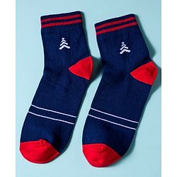 Pine Kids Cotton Knit Ankle Length Socks With Stripes & Text Design Pack Of 3 - ( Colour May Vary )