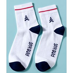 Pine Kids Cotton Knit Ankle Length Socks With Stripes & Text Design Pack Of 3 - ( Colour May Vary )