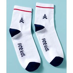 Pine Kids Cotton Knit Ankle Length Socks With Stripes & Text Design Pack Of 3 - ( Colour May Vary )