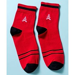 Pine Kids Cotton Knit Ankle Length Socks With Stripes & Text Design Pack Of 3 - ( Colour May Vary )