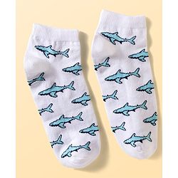 Pine Kids Cotton Knit Ankle Length Sea Life Printed & Solid Socks Pack Of 3 ( Colour May Vary )