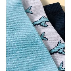Pine Kids Cotton Knit Ankle Length Sea Life Printed & Solid Socks Pack Of 3 ( Colour May Vary )