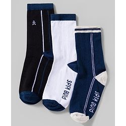 Pine Kids Cotton Knit Ankle Length Socks With Text Design Pack Of 3 ( Colour May Vary )