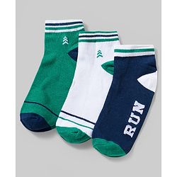 Pine Kids Cotton Knit Ankle Length Socks With Text Design Pack Of 3 ( Colour May Vary )