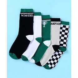 Pine Kids Knit Ankle Length Socks with Race Theme Design Pack of 3 - (Colour May Vary)