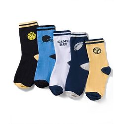Pine Kids Knit Ankle Length Socks with Sports Theme Design Pack of 3 - (Colour May Vary)